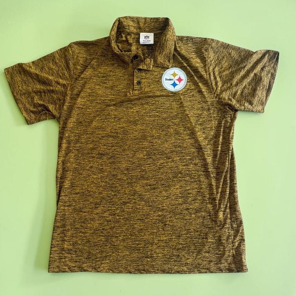 NFL Team Apparel Other - NFL Team Apparel Pittsburgh Steelers Polo Shirt Mens Gold Black Official